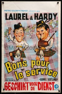 2p120 BONNIE SCOTLAND Belgian R1970s wacky artwork of Stan Laurel & Oliver Hardy in kilts!