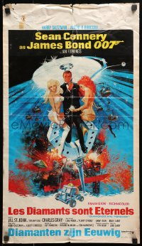 2p134 DIAMONDS ARE FOREVER Belgian 1971 art of Sean Connery as James Bond by Robert McGinnis!
