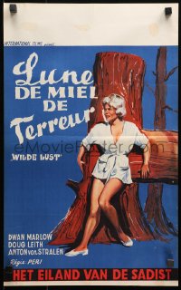 2p157 HONEYMOON OF TERROR Belgian 1961 sexy woman and fallen trees, Ecstasy On Lovers Island!