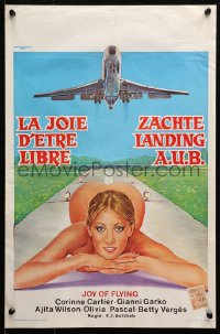 2p166 JOY OF FLYING Belgian 1977 Sylvia im Reich der Wollust, sexy artwork, airplane taking off!