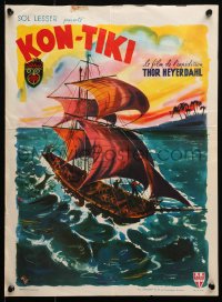 2p170 KON-TIKI Belgian 1952 Thor Heyerdahl crosses the Pacific Ocean on a raft and lives!