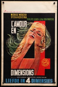 2p180 LOVE IN FOUR DIMENSIONS Belgian 1966 great close-up artwork of sexy woman!