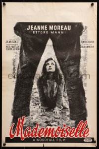 2p186 MADEMOISELLE Belgian 1966 Jeanne Moreau by map of North Africa, directed by Tony Richardson!