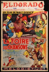 2p189 MELODY TIME Belgian 1951 Walt Disney, cool cartoon art of Donald Duck, Little Toot & more!