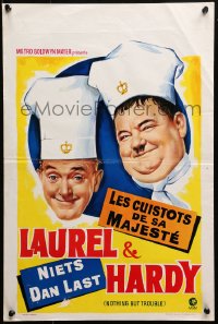 2p194 NOTHING BUT TROUBLE Belgian R1960s different art of chefs Stan Laurel & Oliver Hardy!