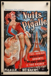 2p195 NUITS DE PIGALLE Belgian 1959 cool completely different artwork of sexy showgirl in Paris!