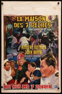 2p212 SEVEN SINNERS Belgian R1950s art of sexy Marlene Dietrich & John Wayne!