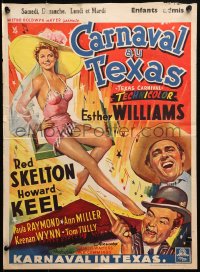 2p224 TEXAS CARNIVAL Belgian 1951 Red Skelton, art of sexy Esther Williams wearing swimsuit!