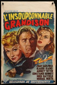 2p231 UNSUSPECTED Belgian 1948 Joan Caulfield, Claude Rains, you can't forsee it, you can't forget it!