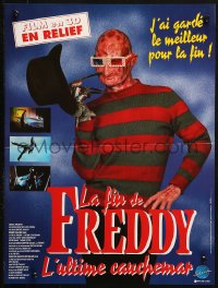 2p064 FREDDY'S DEAD French 16x21 1992 wacky image of Englund as Freddy Krueger with 3D glasses!