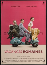 2p089 ROMAN HOLIDAY French 17x23 R2013 Audrey Hepburn & Gregory Peck, Albert riding on Vespa!