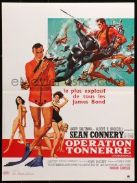 2p099 THUNDERBALL French 16x21 R1980s art of Sean Connery as James Bond 007 by McGinnis and McCarthy