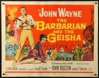 2p623 BARBARIAN & THE GEISHA 1/2sh 1958 John Huston, art of John Wayne with torch & Eiko Ando!