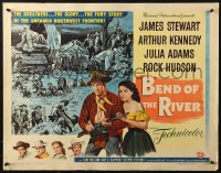 2p626 BEND OF THE RIVER style B 1/2sh 1952 different art of wagon in water, directed by Anthony Mann