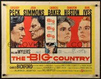 2p628 BIG COUNTRY unmarked style B 1/2sh 1958 Gregory Peck, Charlton Heston, William Wyler classic!