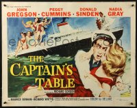 2p636 CAPTAIN'S TABLE 1/2sh 1960 art of John Gregson & sexy Peggy Cummins on ocean cruise!