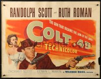 2p643 COLT .45 1/2sh 1950 great image of Randolph Scott pointing two guns by sexy Ruth Roman!