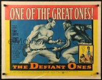2p655 DEFIANT ONES style B 1/2sh 1958 art of escaped cons Tony Curtis & Sidney Poitier chained together!