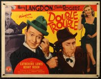 2p662 DOUBLE TROUBLE 1/2sh 1941 wacky WWII orphans Harry Langdon & Charley Rogers, ultra-rare!