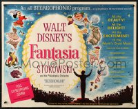 2p669 FANTASIA 1/2sh R1963 great image of Mickey Mouse & others, Disney musical cartoon classic!