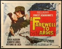 2p670 FAREWELL TO ARMS 1/2sh 1958 art of Rock Hudson kissing Jennifer Jones, Ernest Hemingway!