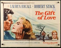 2p679 GIFT OF LOVE 1/2sh 1958 great romantic close up art of Lauren Bacall & Robert Stack!