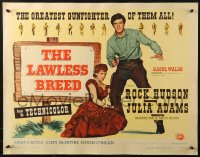 2p709 LAWLESS BREED style A 1/2sh 1957 Rock Hudson, stock frame with one lobby card and two stills!