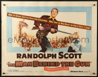 2p718 MAN BEHIND THE GUN 1/2sh 1952 Randolph Scott blasted the Golden State clean of treason!