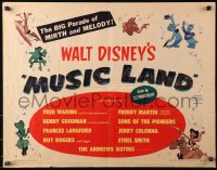 2p731 MUSIC LAND style A 1/2sh 1955 Walt Disney, Donald Duck, Joe Carioca & more!