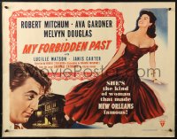 2p732 MY FORBIDDEN PAST style B 1/2sh 1951 Robert Mitchum, sexy Ava Gardner made New Orleans famous