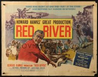 2p760 RED RIVER style B 1/2sh 1948 art of John Wayne & co-stars, Howard Hawks classic, ultra rare!