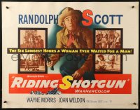 2p762 RIDING SHOTGUN 1/2sh 1954 great image of cowboy Randolph Scott with gun!