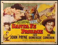 2p769 SANTA FE PASSAGE style A 1/2sh 1955 romantic art of John Payne & Faith Domergue, Rod Cameron!