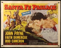 2p770 SANTA FE PASSAGE style B 1/2sh 1955 romantic art of John Payne & Faith Domergue, Rod Cameron