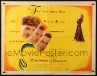 2p798 TOMORROW IS FOREVER style A 1/2sh 1945 George Brent between Claudette Colbert & Orson Welles!