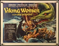 2p804 VIKING WOMEN & THE SEA SERPENT 1/2sh 1958 female warriors attacked on ship by Reynold Brown!