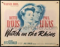2p807 WATCH ON THE RHINE 1/2sh 1943 Bette Davis & Paul Lukas, by Dashiell Hammett & Lillian Hellman