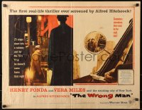 2p811 WRONG MAN 1/2sh 1957 Henry Fonda, Vera Miles, Alfred Hitchcock, cool side view mirror art!