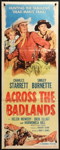 2p361 ACROSS THE BADLANDS insert 1950 Charles Starrett as the Durango Kid & Smiley Burnette!
