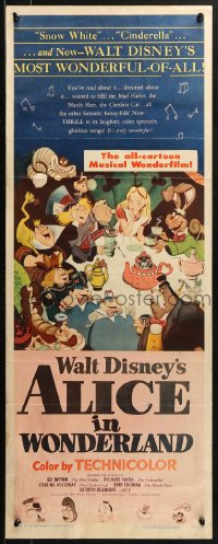 2p366 ALICE IN WONDERLAND insert 1951 Walt Disney Lewis Carroll musical classic, wonderful art!