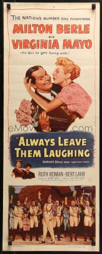 2p368 ALWAYS LEAVE THEM LAUGHING insert 1949 great romantic image of Milton Berle & Virginia Mayo!