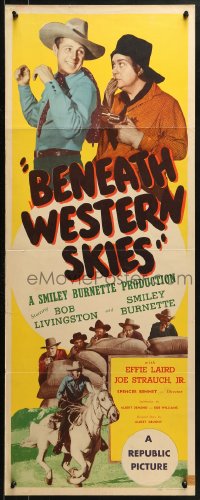 2p387 BENEATH WESTERN SKIES insert 1944 western cowboys Bob Livingston & Smiley Burnette!