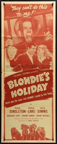 2p389 BLONDIE'S HOLIDAY insert 1947 pretty Penny Singleton, Lake with handful of money, ultra-rare!