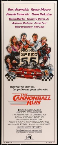 2p400 CANNONBALL RUN insert 1981 Burt Reynolds, Farrah Fawcett, Drew Struzan car racing art!