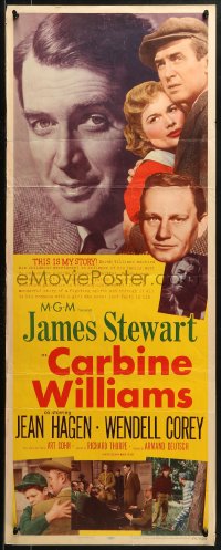 2p401 CARBINE WILLIAMS insert 1952 great portrait of James Stewart, Jean Hagen, Wendell Corey!