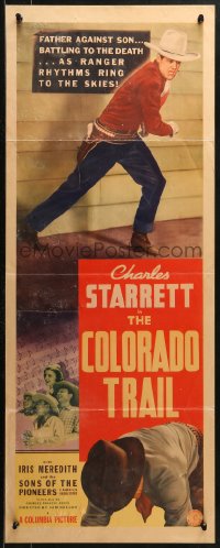 2p408 COLORADO TRAIL insert 1938 great art of Charles Starrett on horse, song-studded thrills!