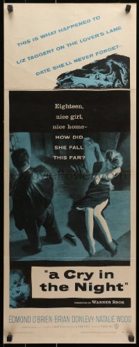 2p411 CRY IN THE NIGHT insert 1956 cool art of Raymond Burr & 18 year-old Natalie Wood!
