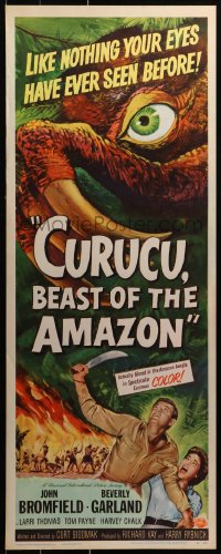 2p412 CURUCU, BEAST OF THE AMAZON insert 1956 Universal horror, great monster art by Reynold Brown!