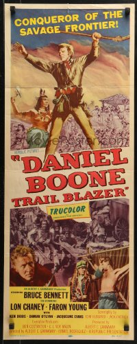 2p414 DANIEL BOONE TRAIL BLAZER insert 1956 art of Bruce Bennett, conqueror of the savage frontier!