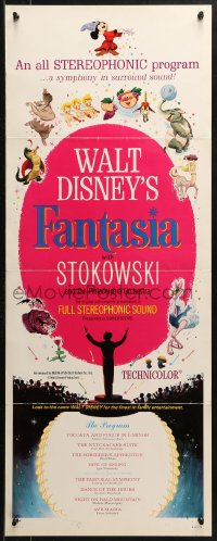 2p422 FANTASIA insert R1963 great image of Mickey Mouse & others, Disney musical cartoon classic!